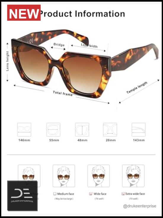 Oversized Square Cateye Polarized Sunglasses UV400 TAC Lenses Polycarbonate main image 5